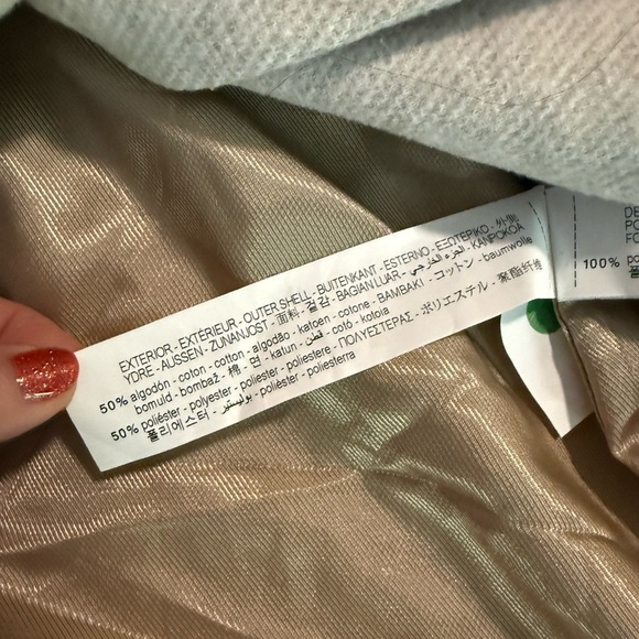 Zara Double Breasted Boucle Neutral Oatmeal Beige Peacoat Jacket Size Womens XS - Picture 9 of 14